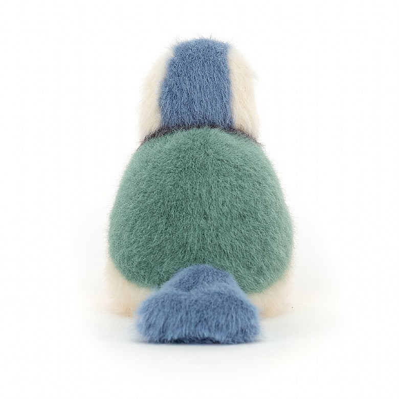 back view of the Birdling Blue Tit Plush Toy displayed against a white background
