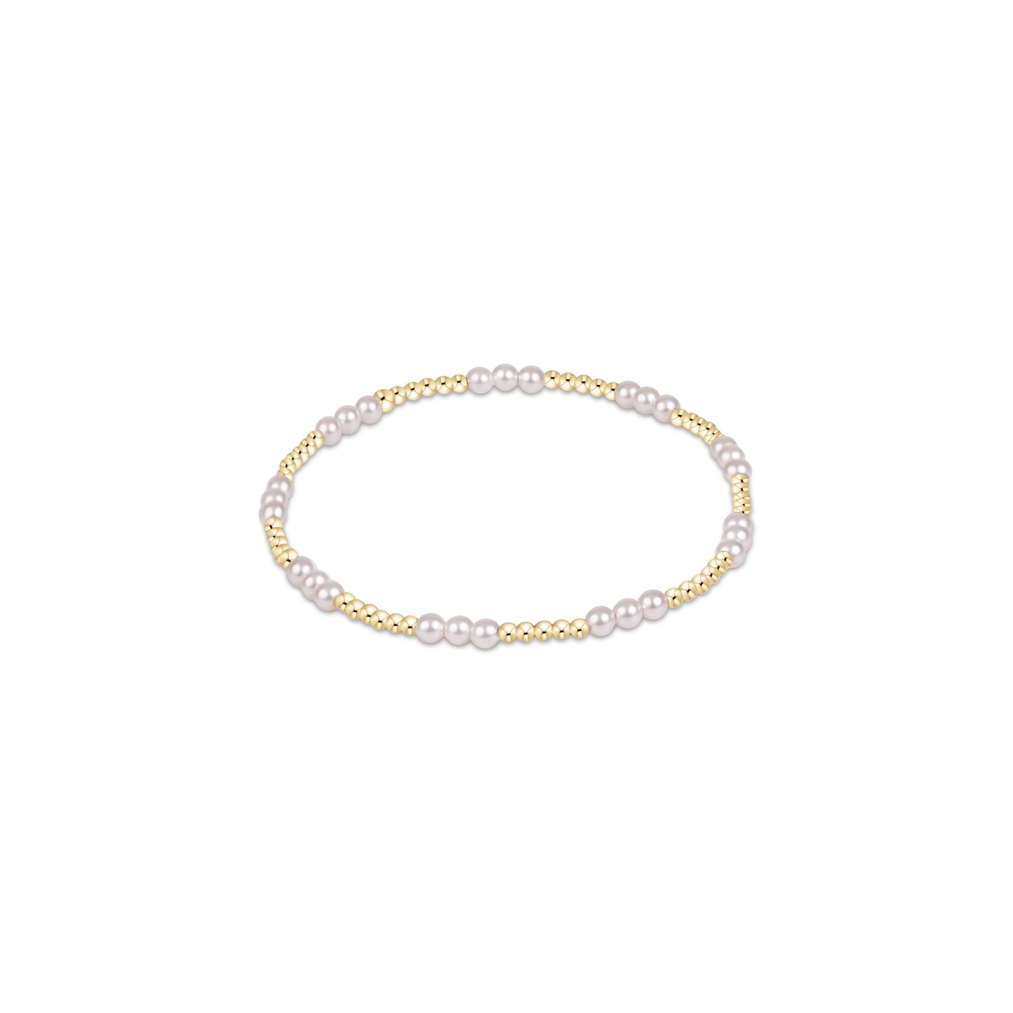 Classic Joy Pattern 3mm Bead Bracelet, Pearl on a white background