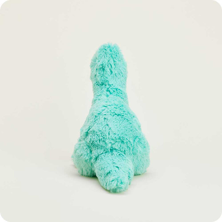back view of teal dinosaur plush toy