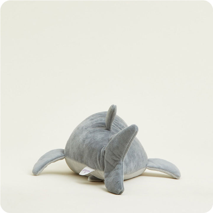 back view of shark plush toy