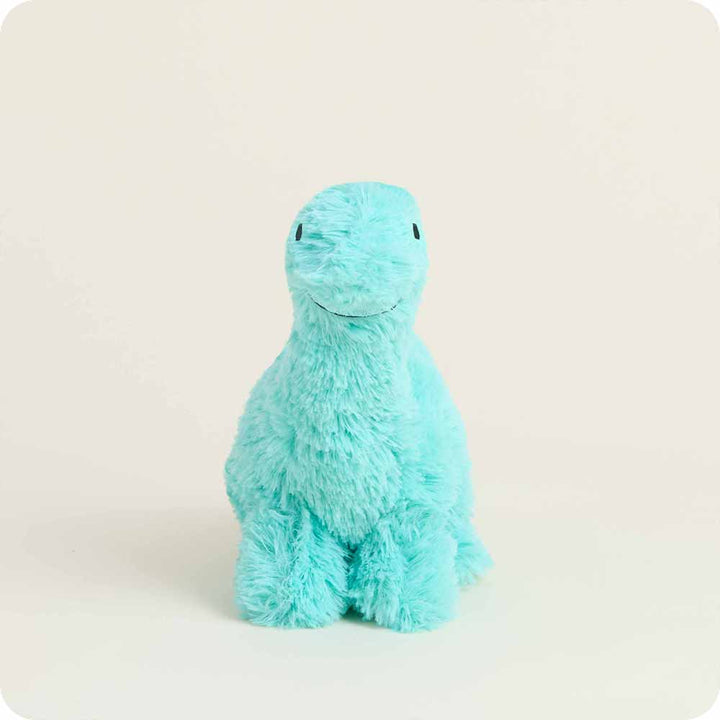 forward view of teal long neck dino junior plush toy