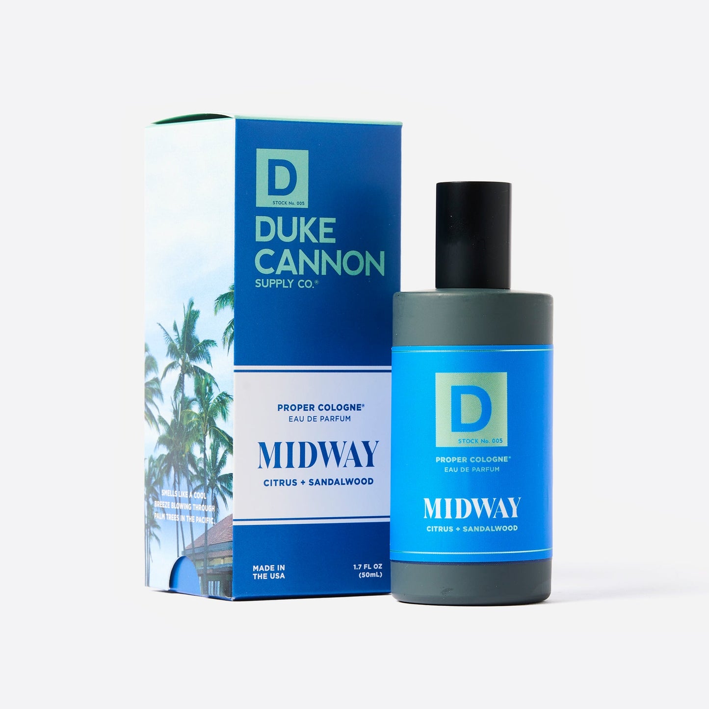 box of midway Proper Cologne set next to a bottle of Proper Cologne
