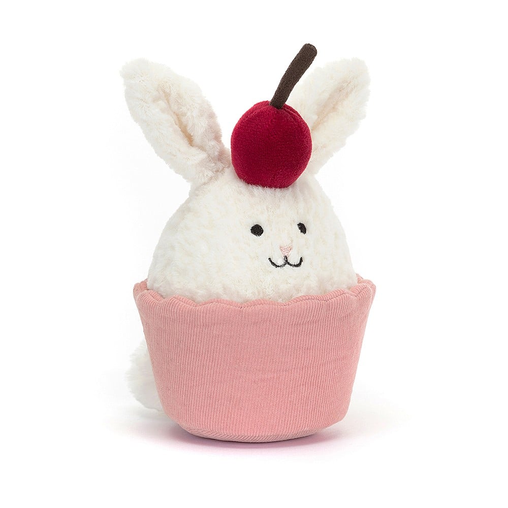 Dainty Dessert Bunny Cupcake Plush Toy on a white background.