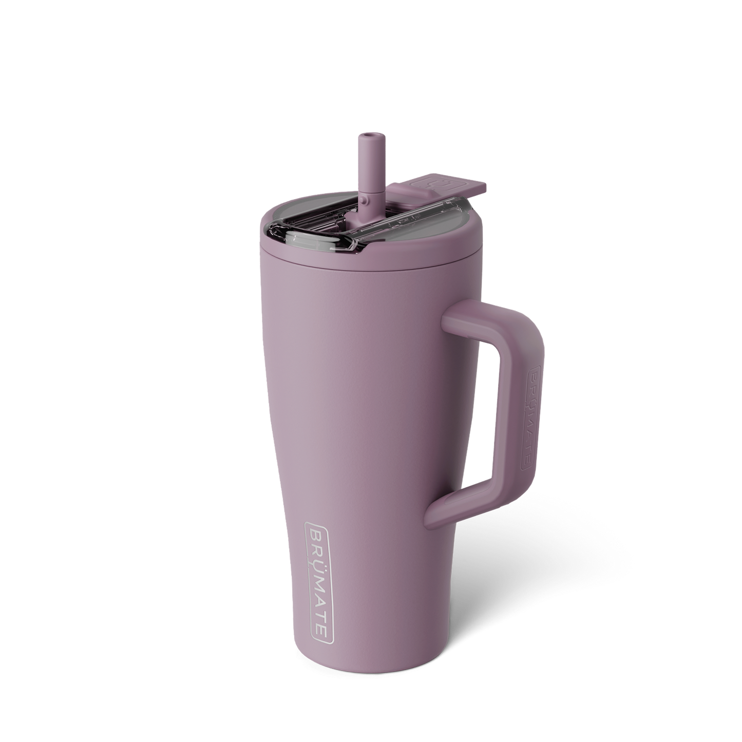 muted purple tumbler with flip straw lid shown on a white background