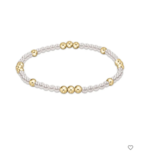 Worthy Pattern 3mm Bead Bracelet, Pearl