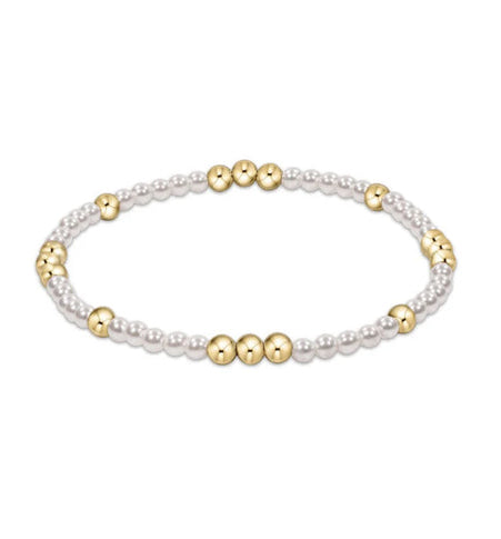 Worthy Pattern 3mm Bead Bracelet, Pearl
