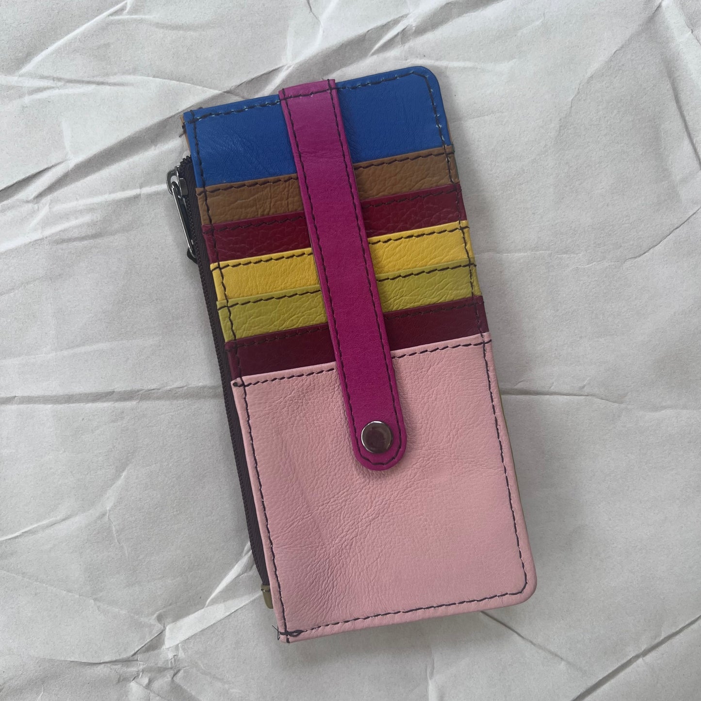 other side of Cassie Card Holder with colorful card slots