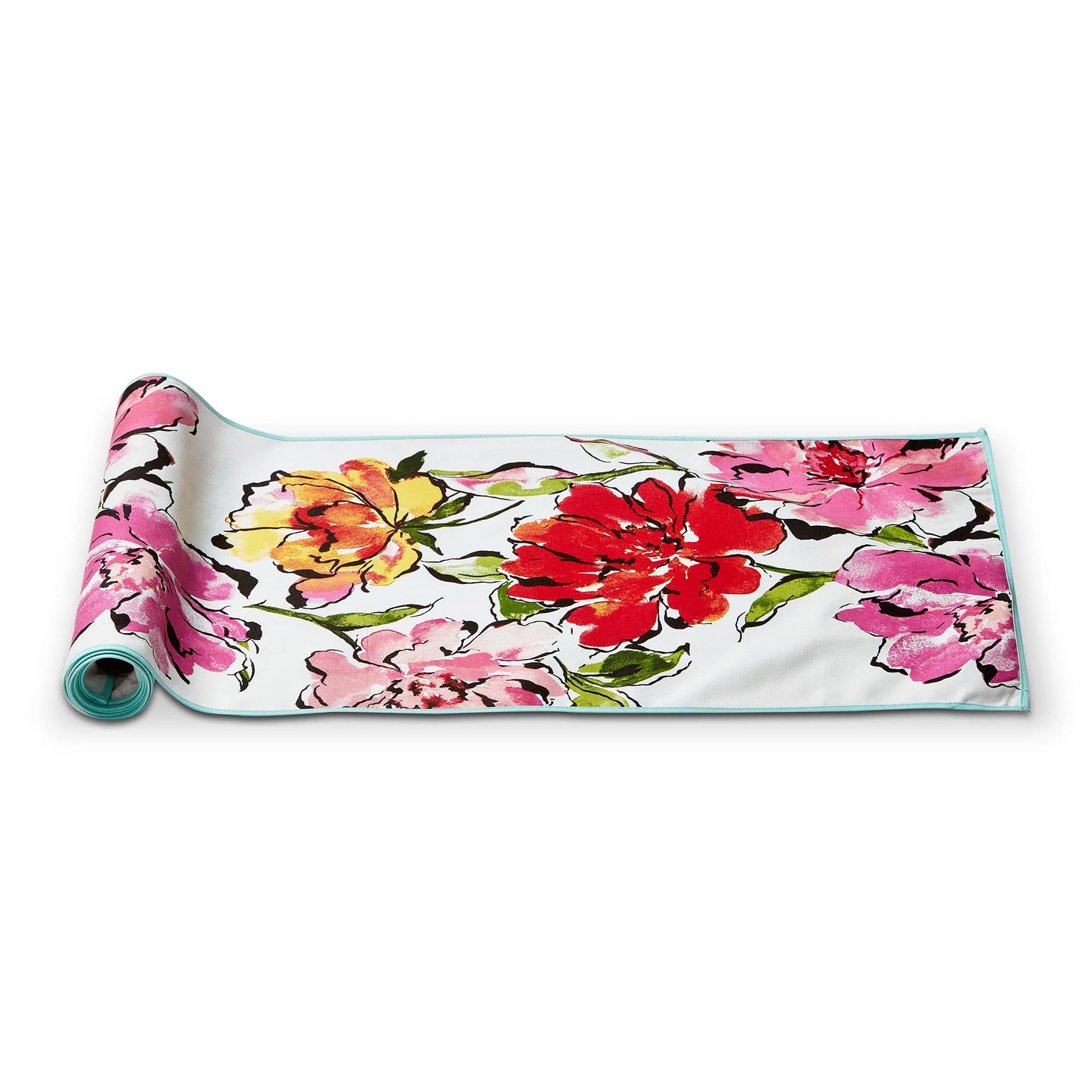 Floral-patterned table runner on a white background