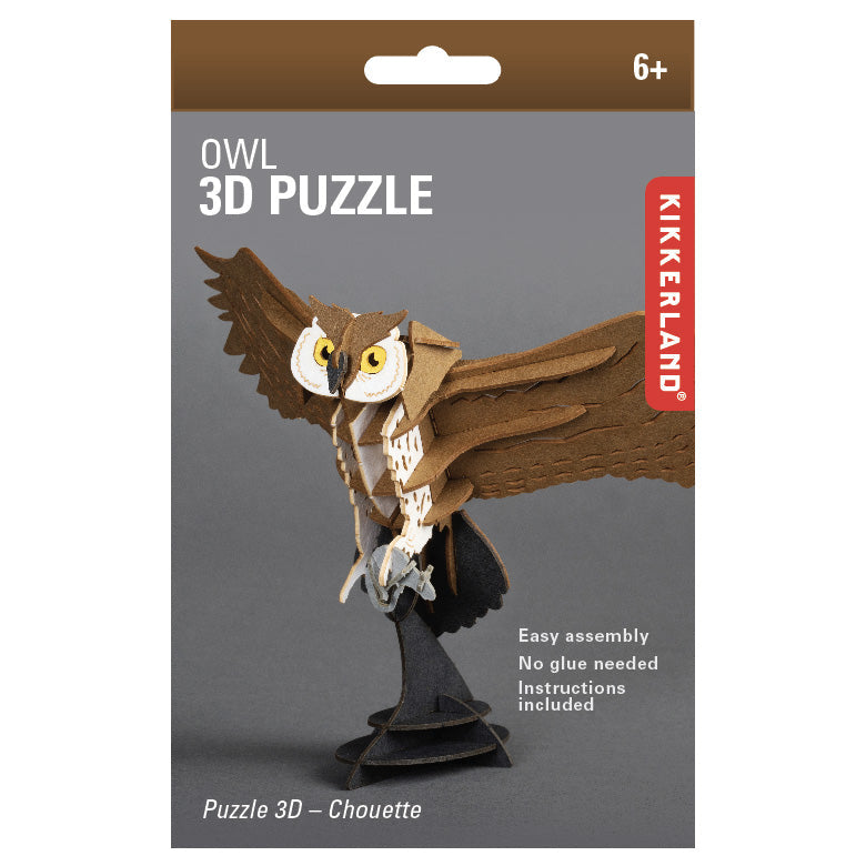 owl 3d puzzle packaging shown on a white background