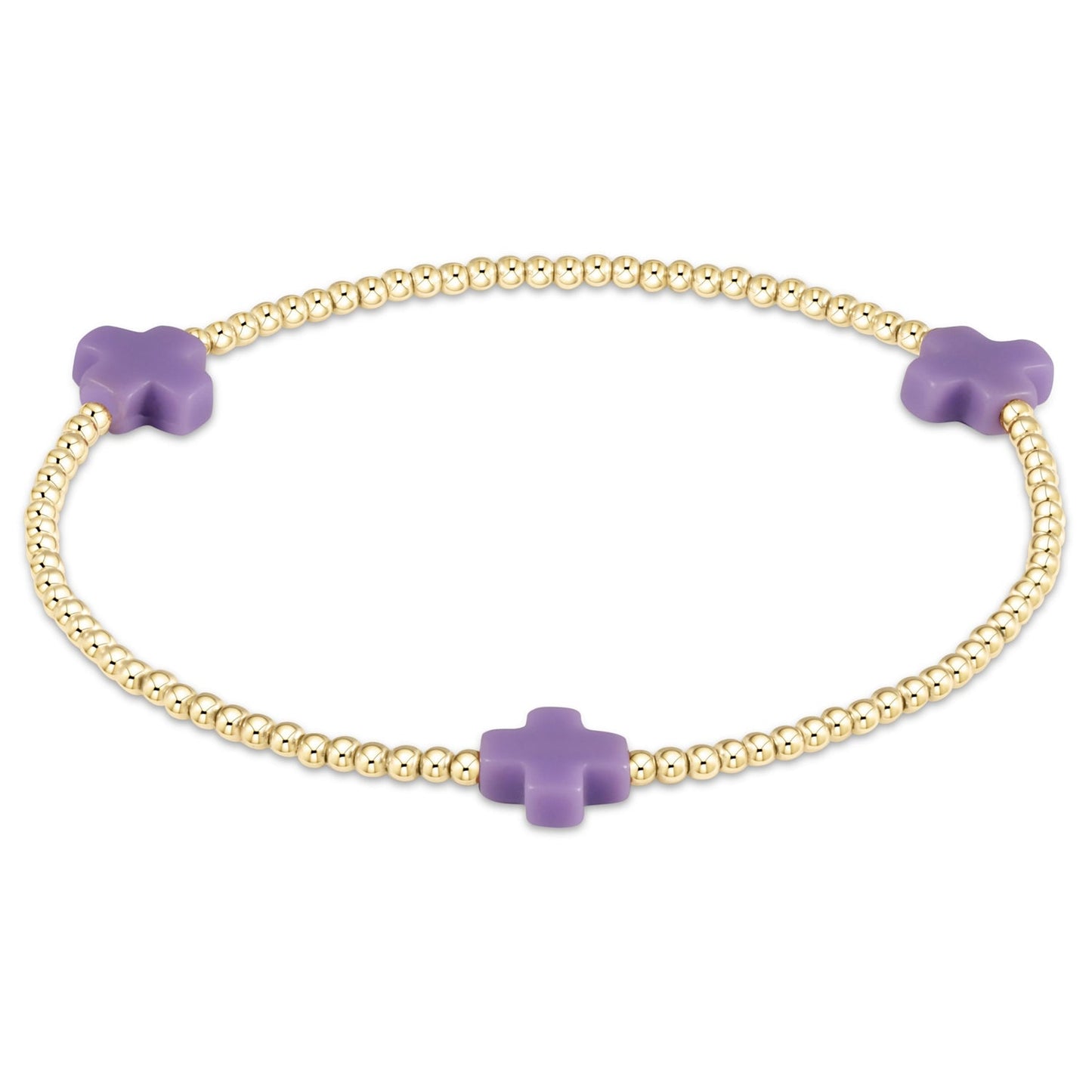 enewton - Signature Cross Gold Pattern 2mm Bead Bracelet, Purple