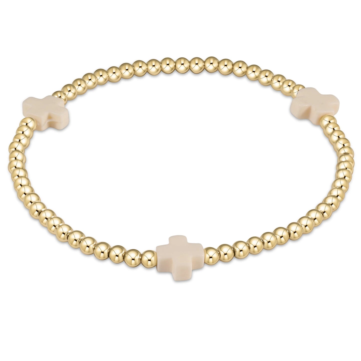 off-white Signature Cross Gold Pattern 3mm Bead Bracelet