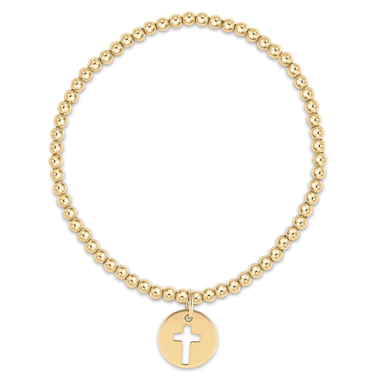 enewton 3mm gold bracelet with a cross disk charm