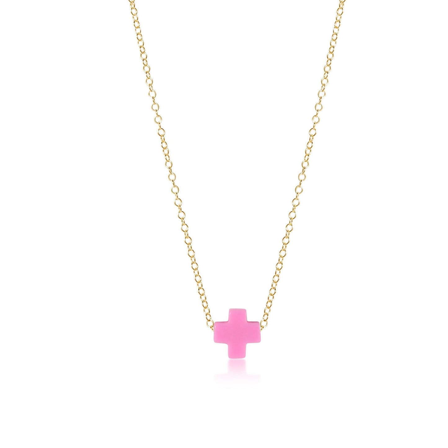Signature Cross 16" Necklace with Bright Pink cross