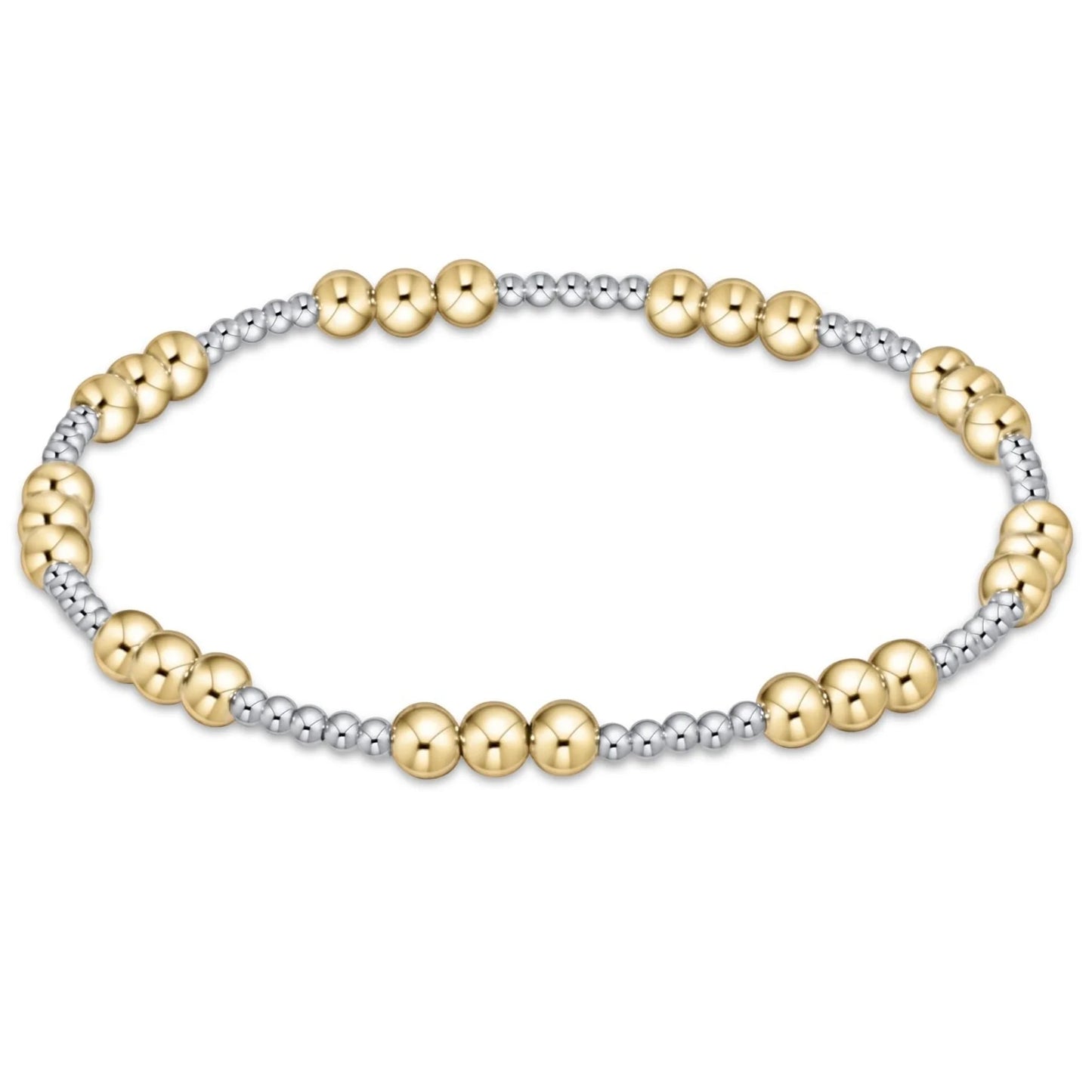 Classic Joy Pattern 4mm Bead Bracelet, Mixed Metal