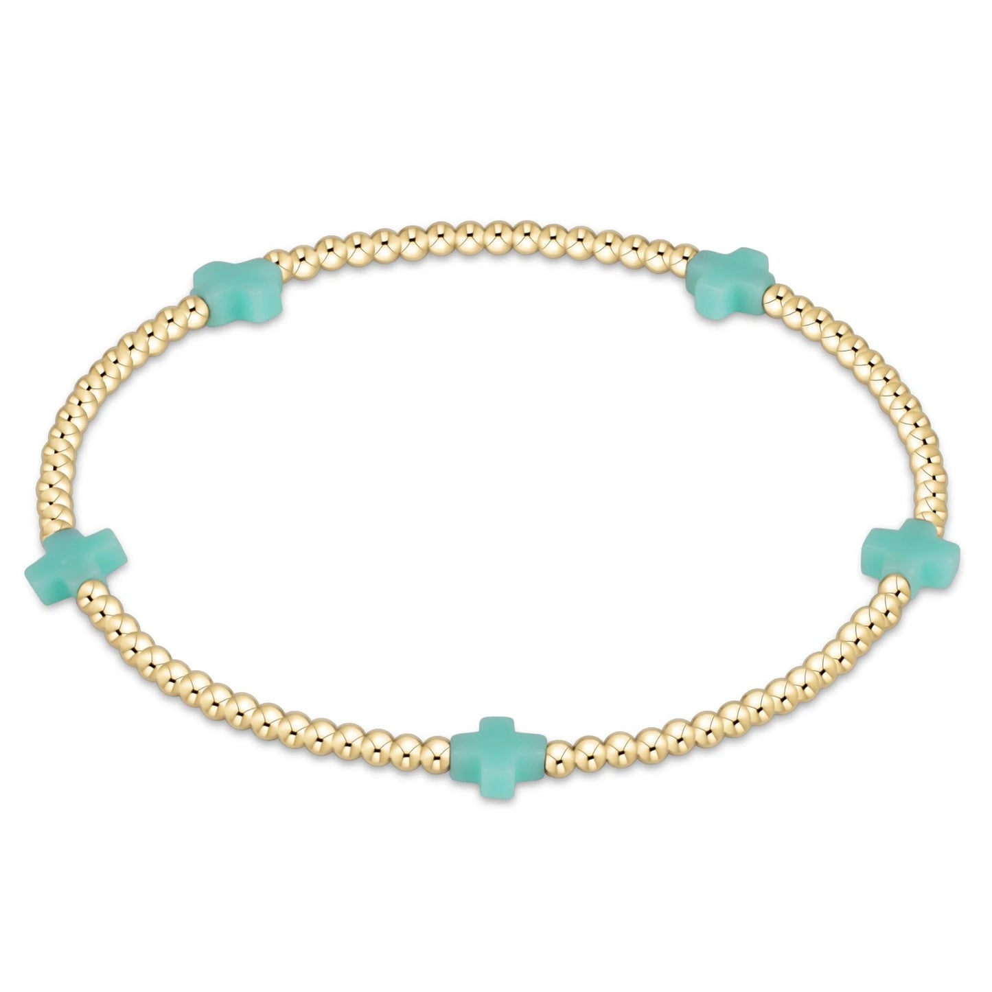 mint signature cross small gold pattern 2mm bead bracelet