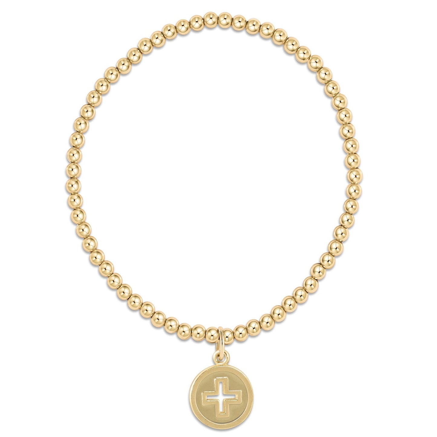 enewton Classic Gold 3mm Bead Bracelet, Signature Cross Gold Disc
