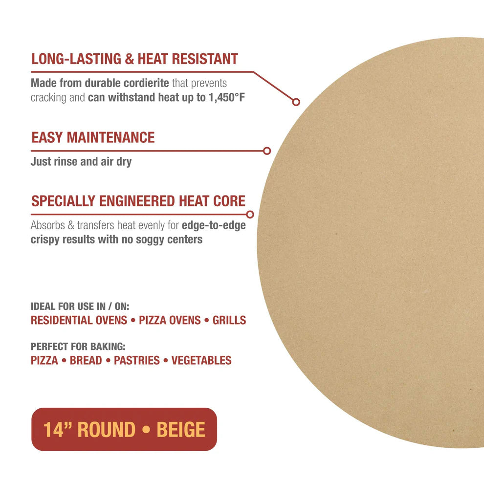 round baking stone with product details