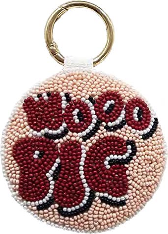 beaded woo pig key chain on a white background