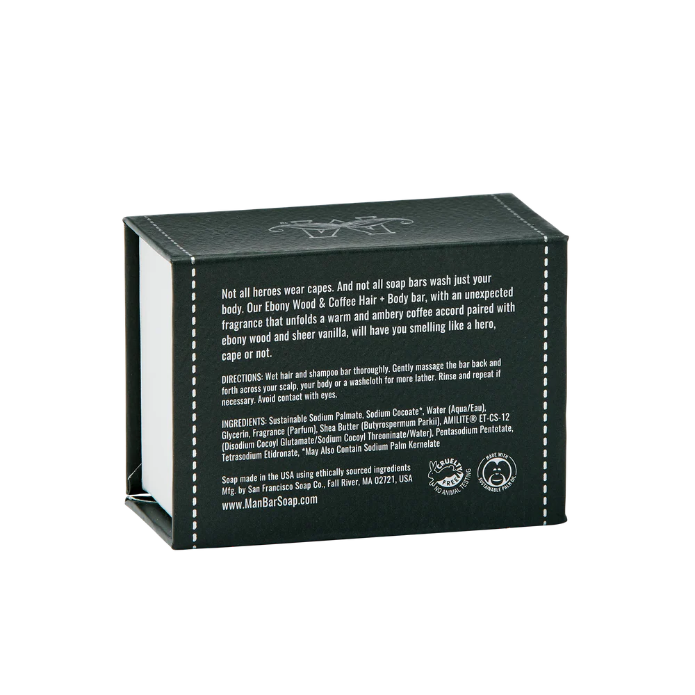 back view of box for ebony wood and coffee man bar mini