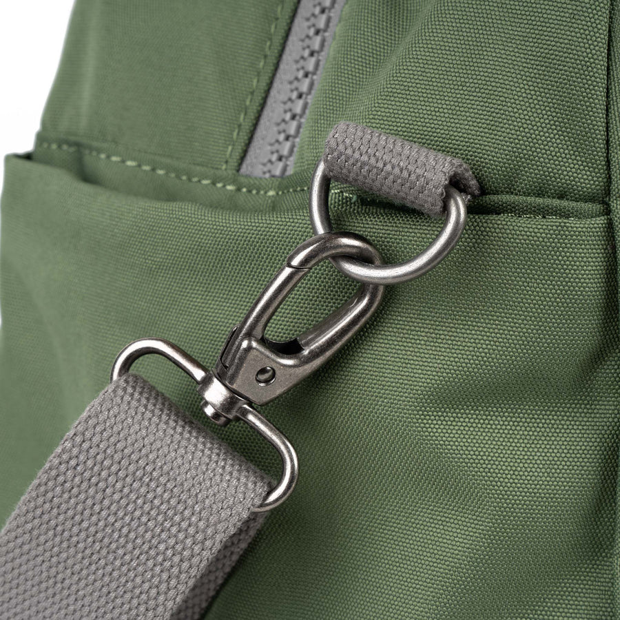 close-up of strap attachment on Granite Recycled Canvas Gatwick Duffle
