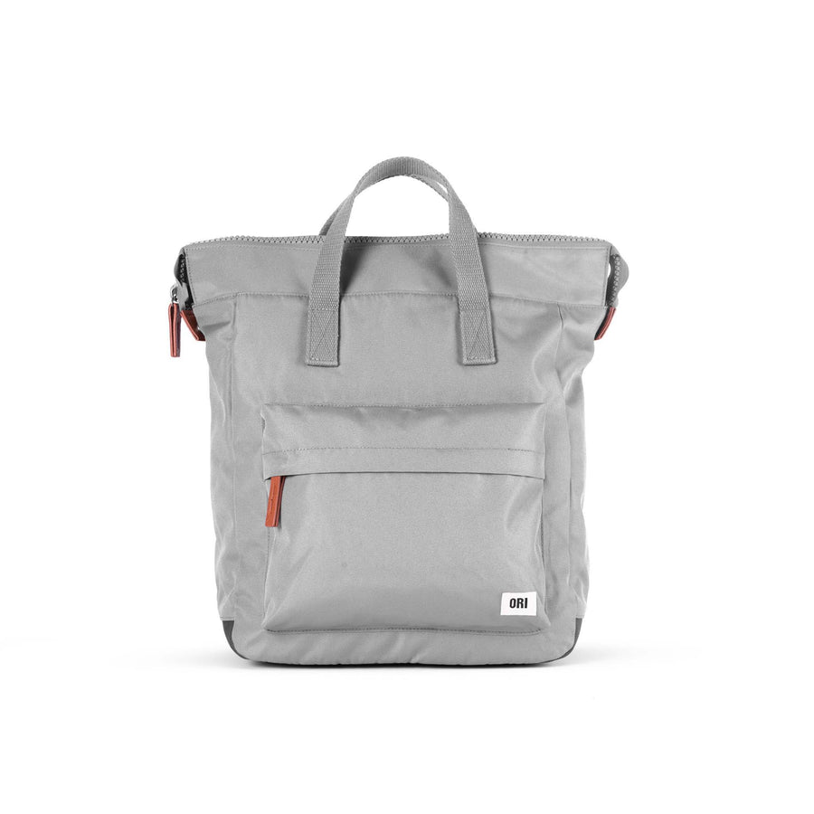 grey bantry backpack with grey straps.