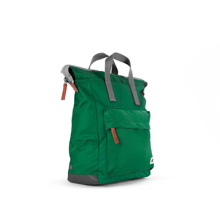 side view of teal bantry backpack.