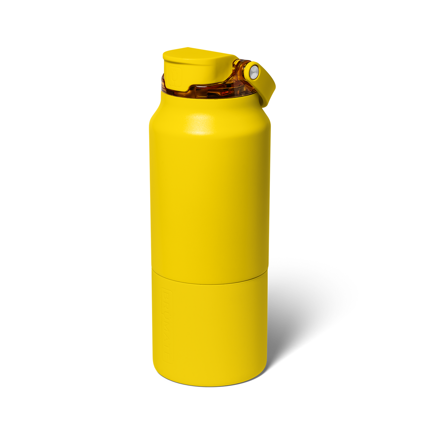 Yellow insolated water bottle with a shown on a white background