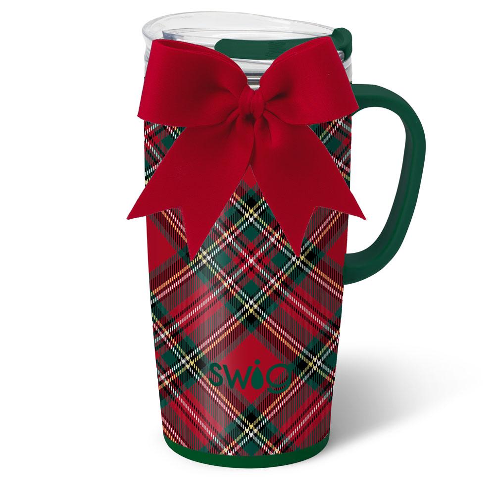 christmas plaid travel mug