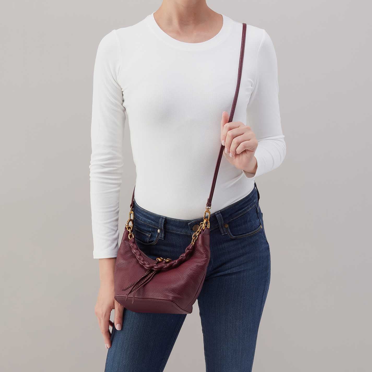 person wearing mulberry glaze Astrid Small Crossbody over their shoulder