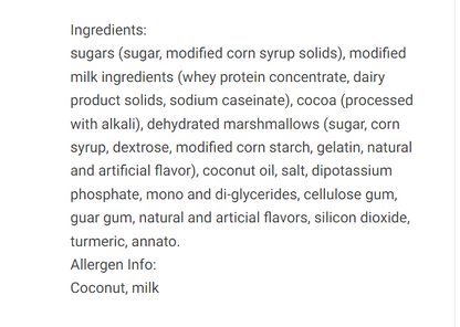 Ingredient list. Please call (501)-327-2182 for more information.
