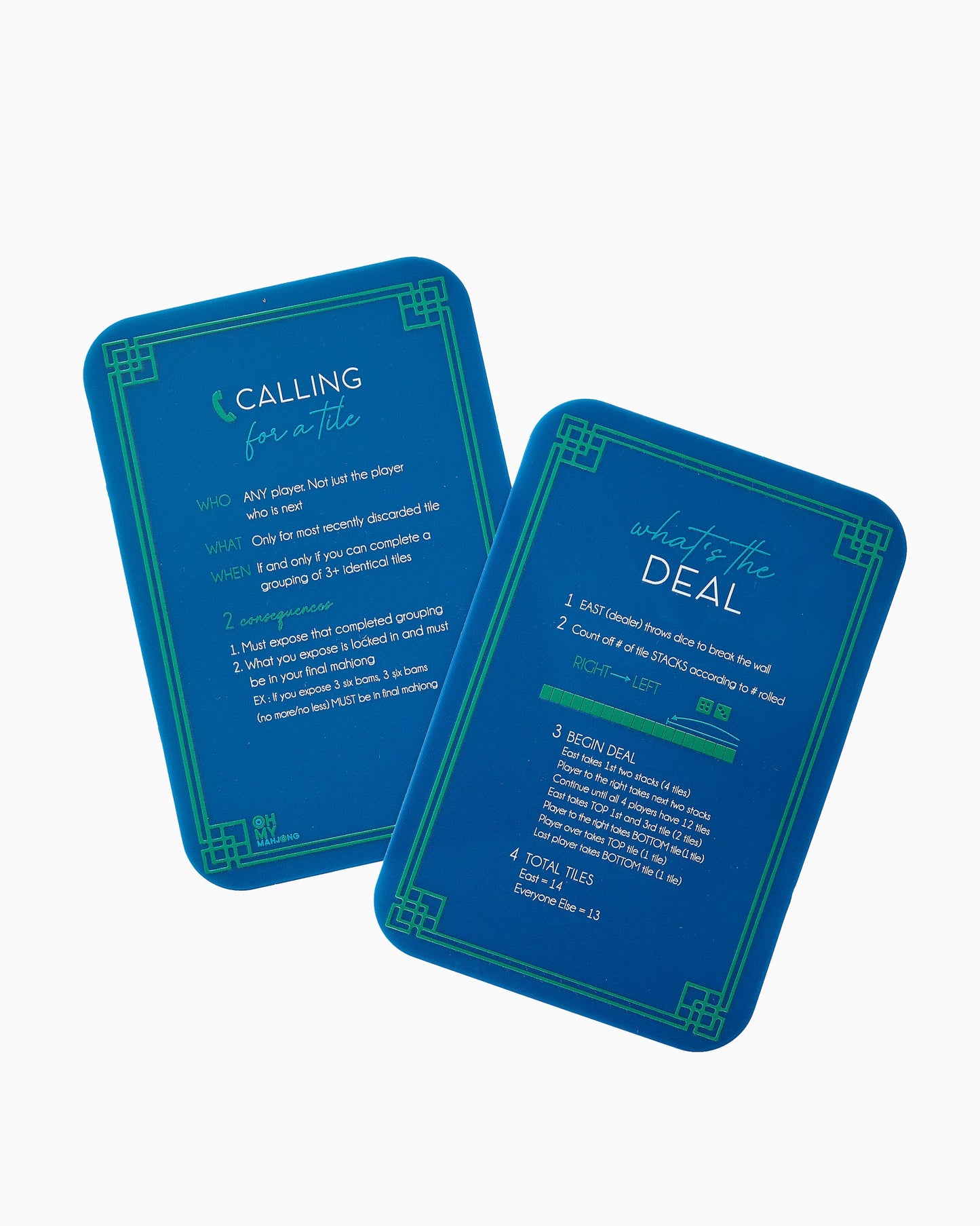 back side of blue mahjong shuffler cards