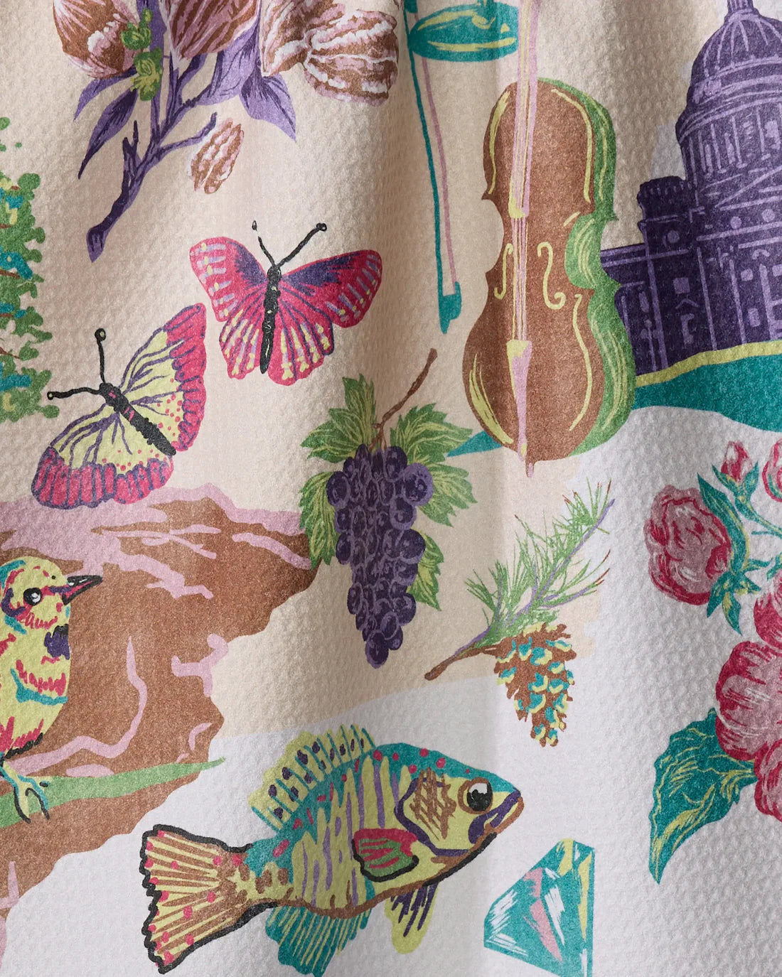 close-up of Greetings From Arkansas Tea Towel