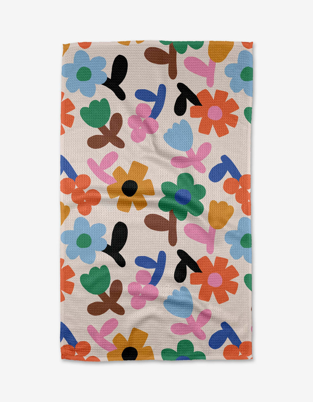 Sunny Bloom Tea Towel laying on a white surface