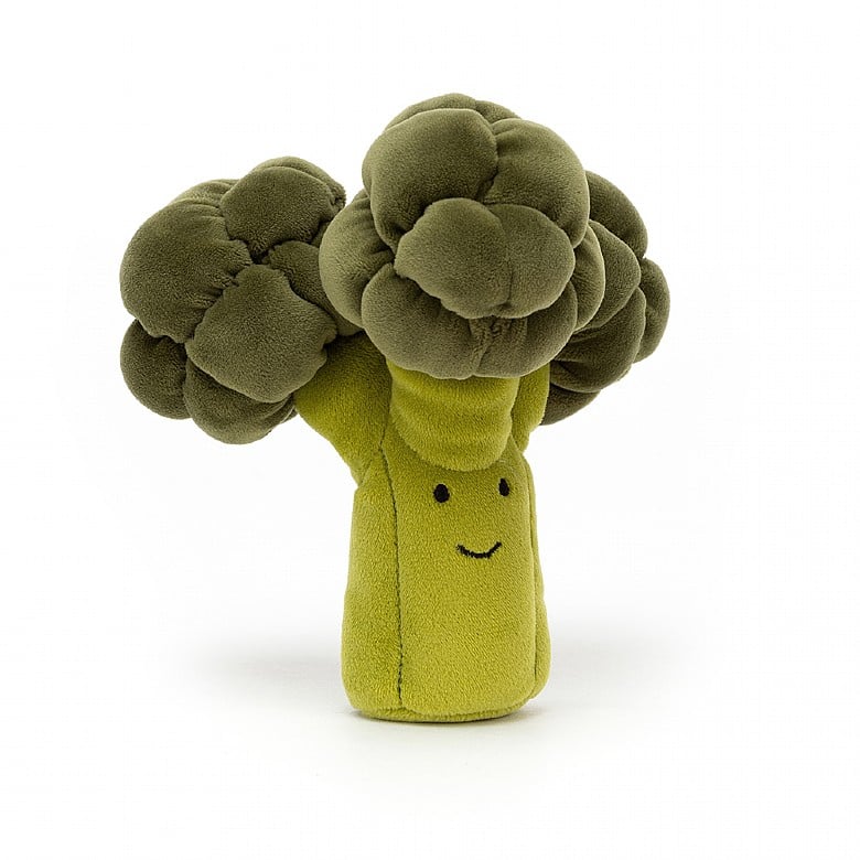 plush broccoli with smile face on white background