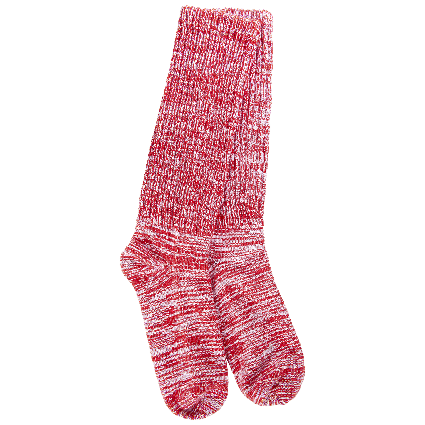 Red and white sock on a white background
