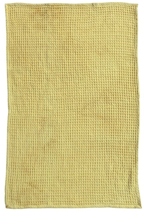 lemon colored Stonewashed Cotton Waffle Weave Kitchen Towel
