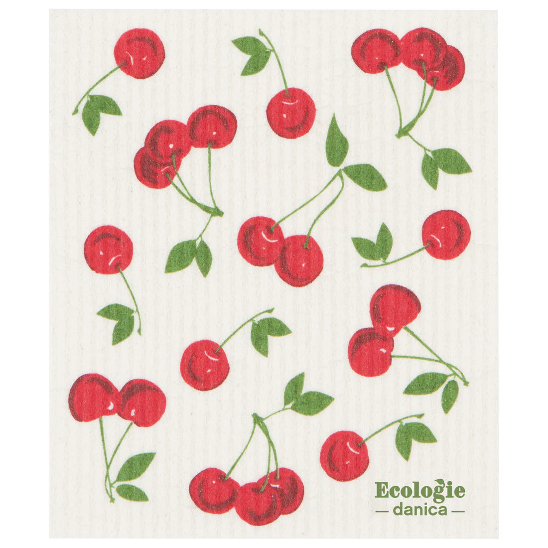 Swedish dishcloth with cherry design.