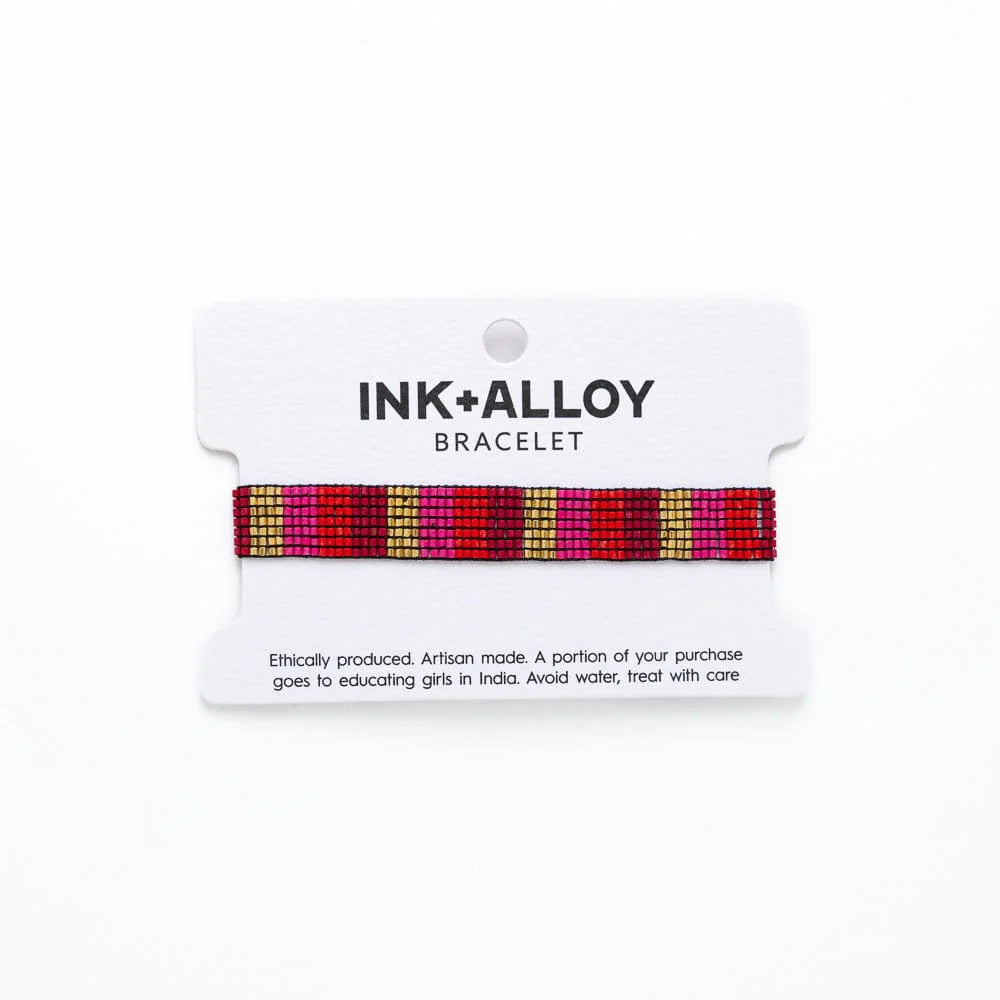Alex Vertical Stripe Beaded Stretch Bracelet on its card packaging