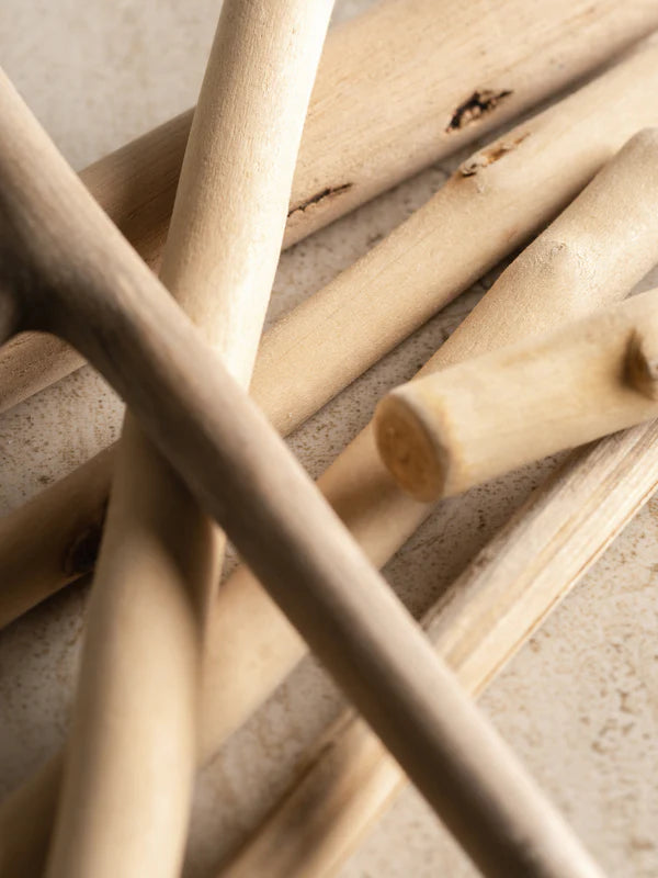 close-up of an arrangement of driftwood.