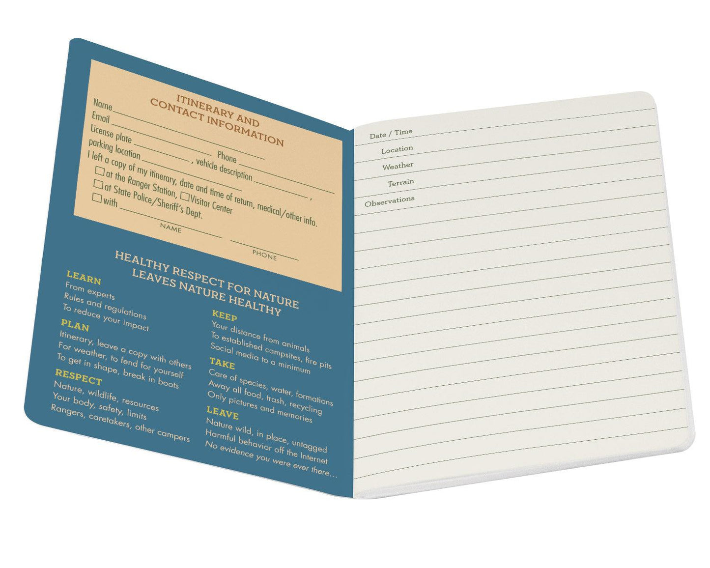 open note book showing paper type and decorated inner cover