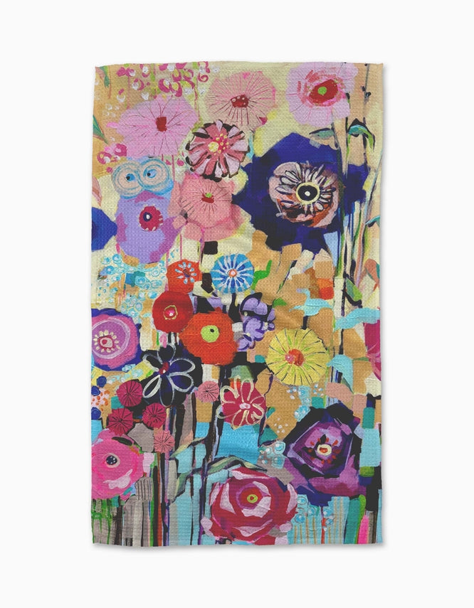 artsy multicolored flower patterned towel