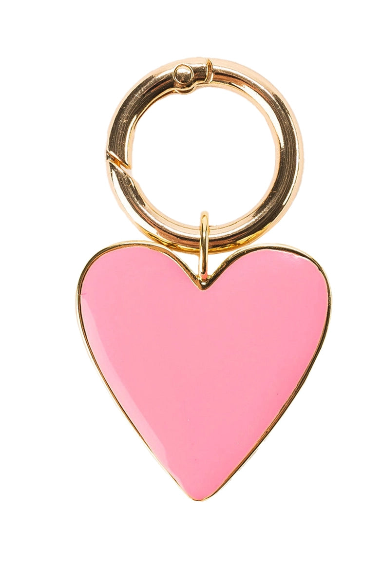 Enamel Pink Heart Bag Charm with gold o-ring clasp