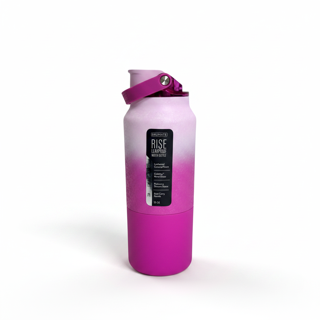 frosted rose insulated water bottle with ombre hues in dark to light rosy purple