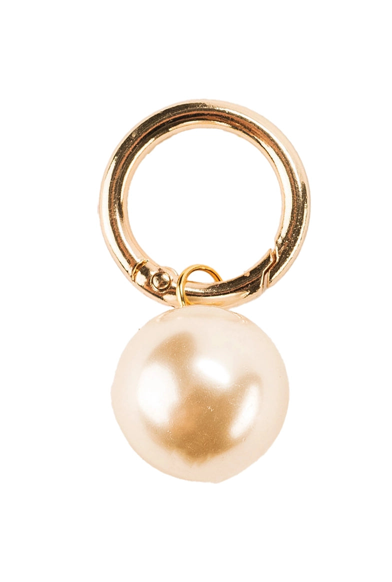 Audrey Gold Pearl Bag Charm with gold o-ring
