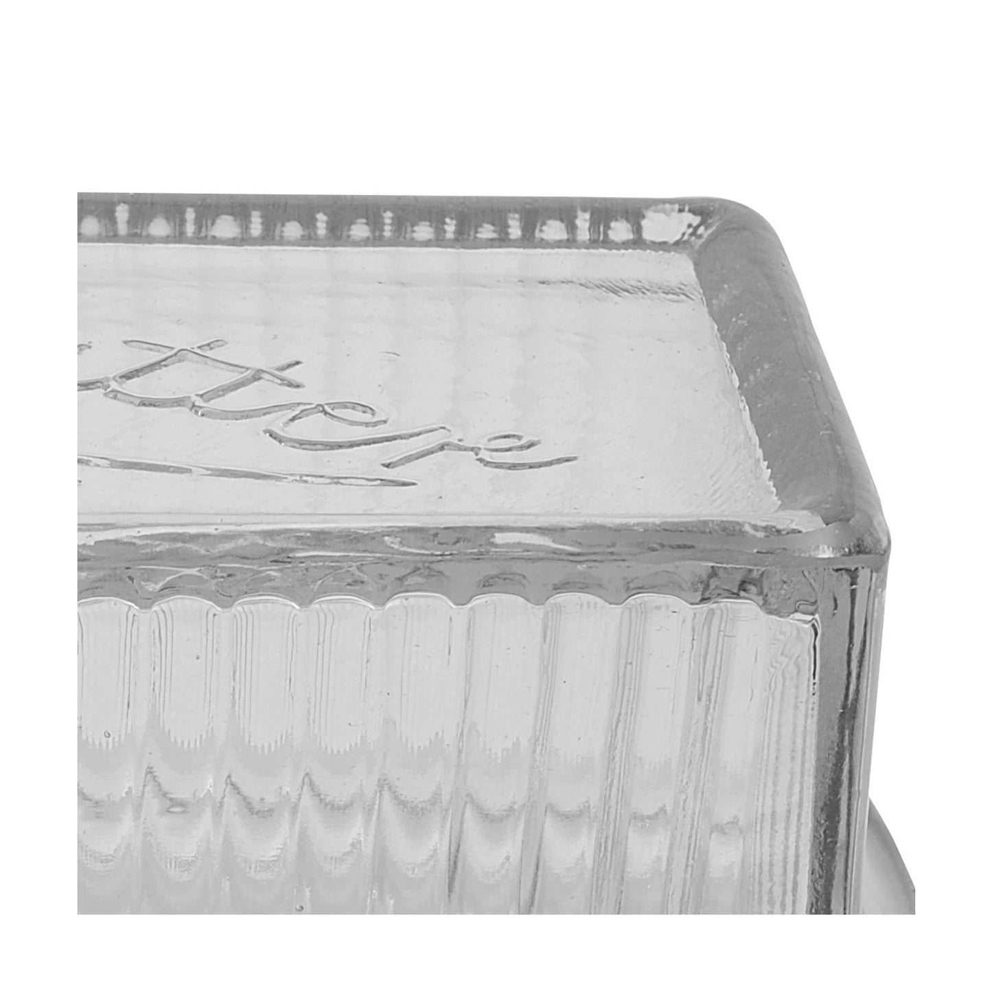 close-up of Pressed Glass Butter Dish