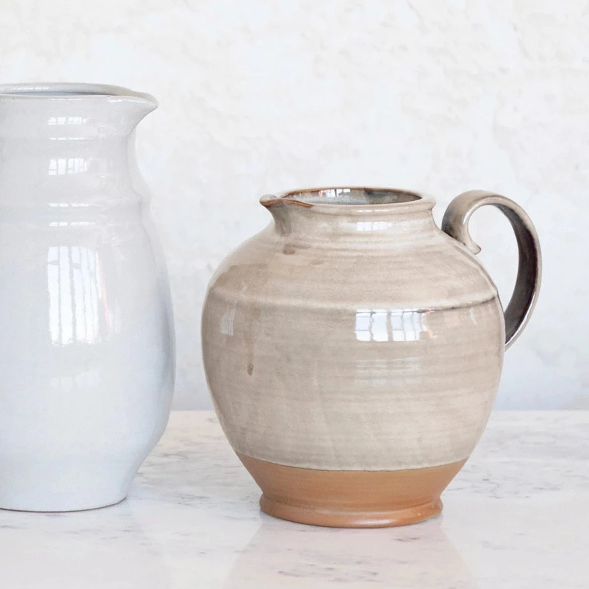 Creative Co-op - Round Stoneware Pitcher with Handle