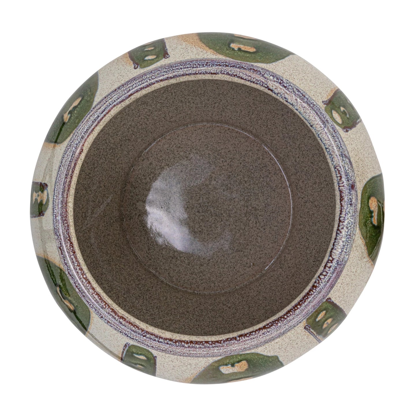 Creative Co-op - Stoneware Planter with Green Design