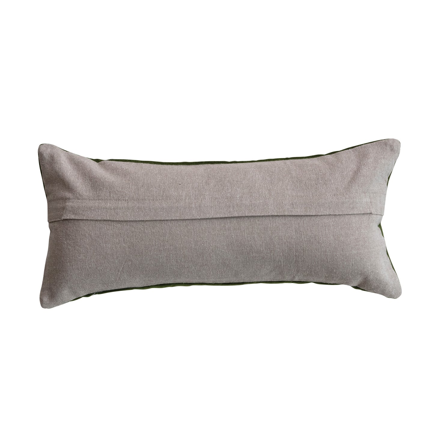 back view of solid off-white colored Embroidered Butterflies Cotton Velvet Lumbar Pillow