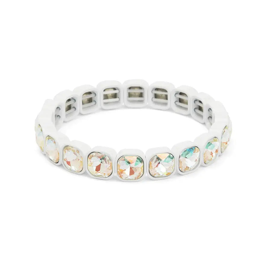 White bracelet with crystals on a white background