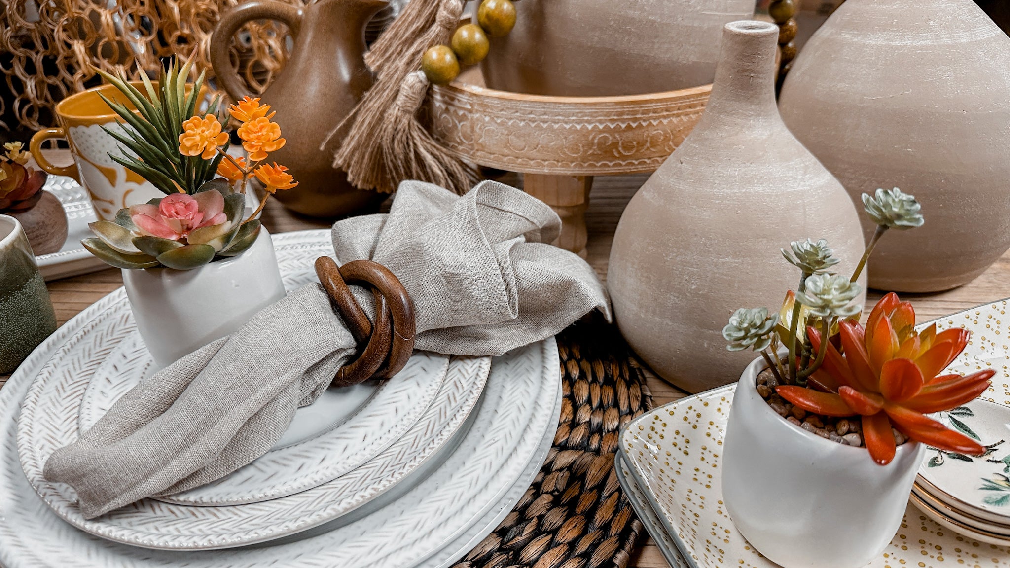 collection of dishes and tabletop decor available at the kitchen store. 